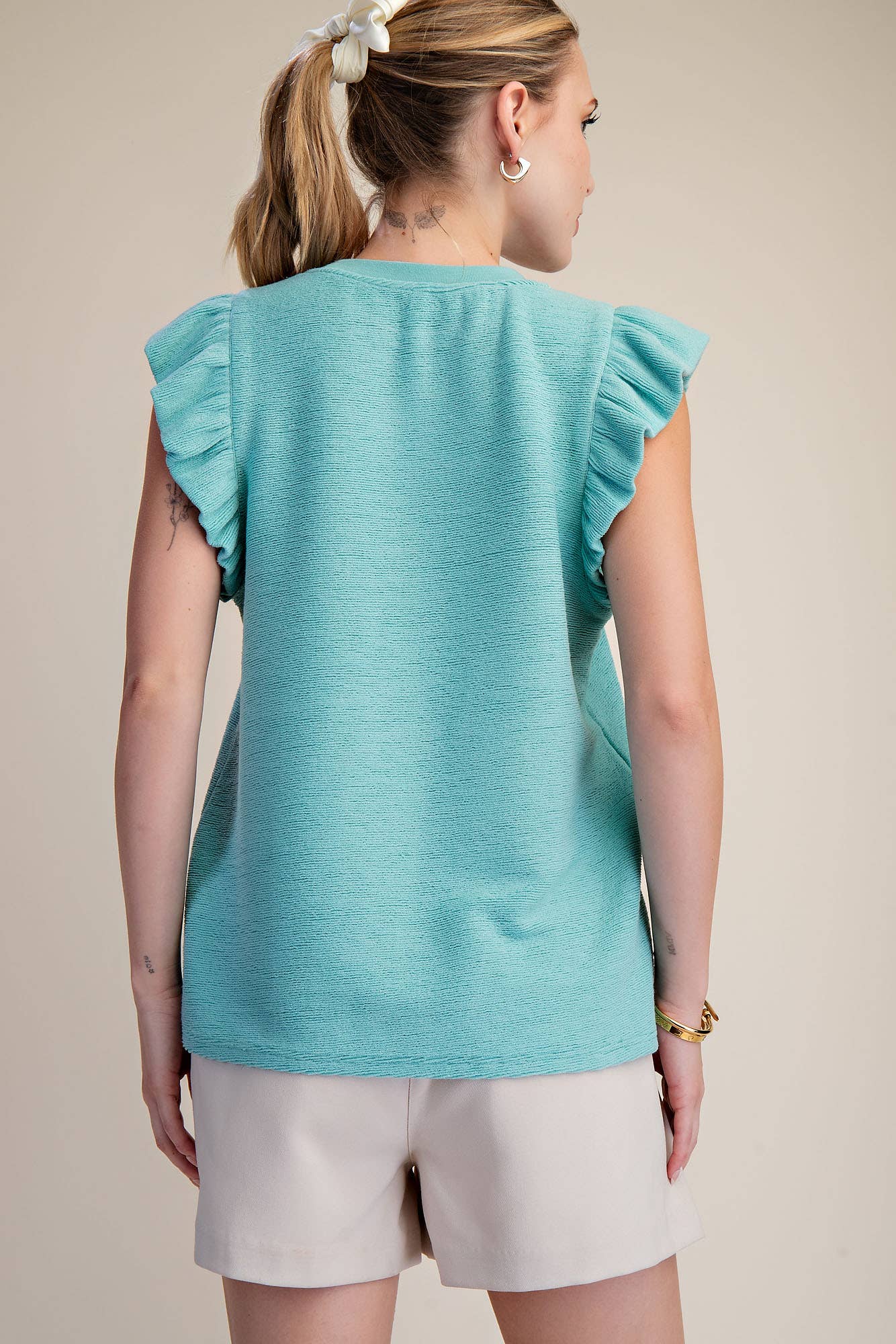 Lennox Brushed Ruffle Sleeve Top