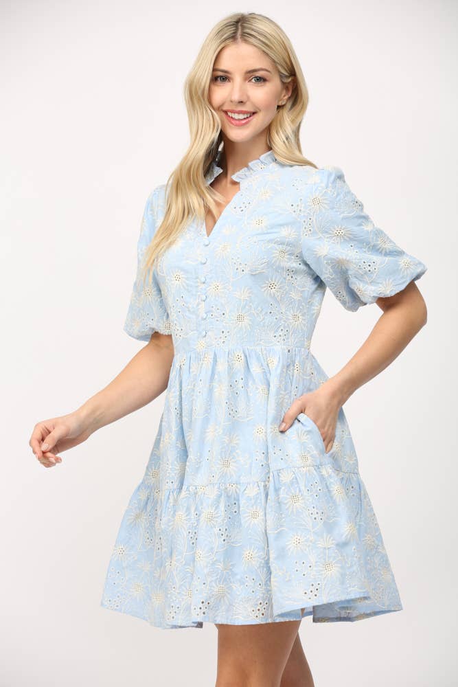 Lila Bluebell Eyelet Dress