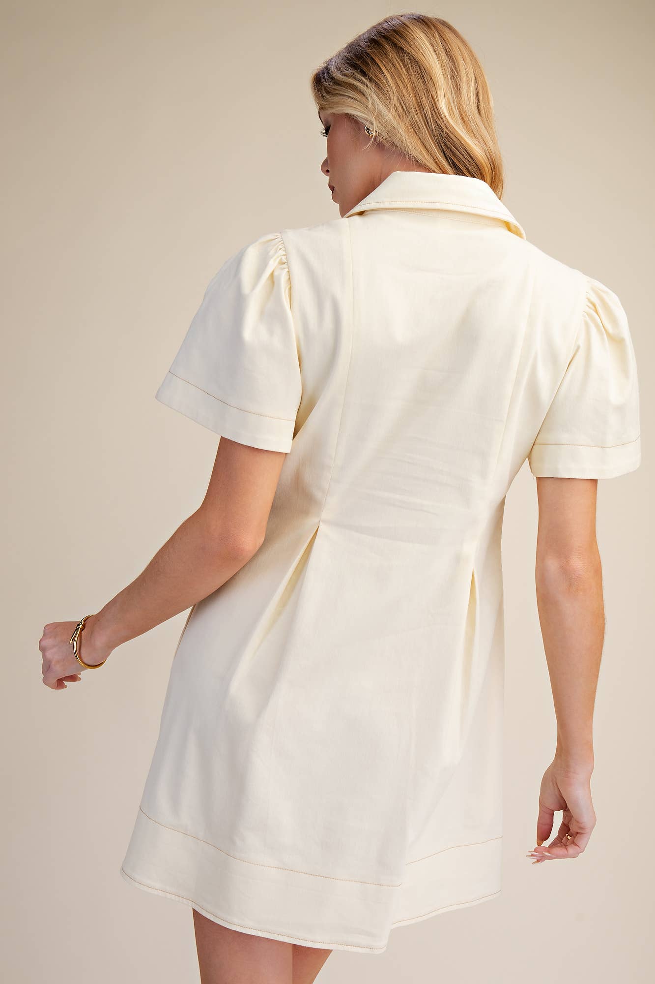 The Pleated Charm Collar Mini Dress