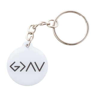 Keychain with 'G>AV' symbol on a white background