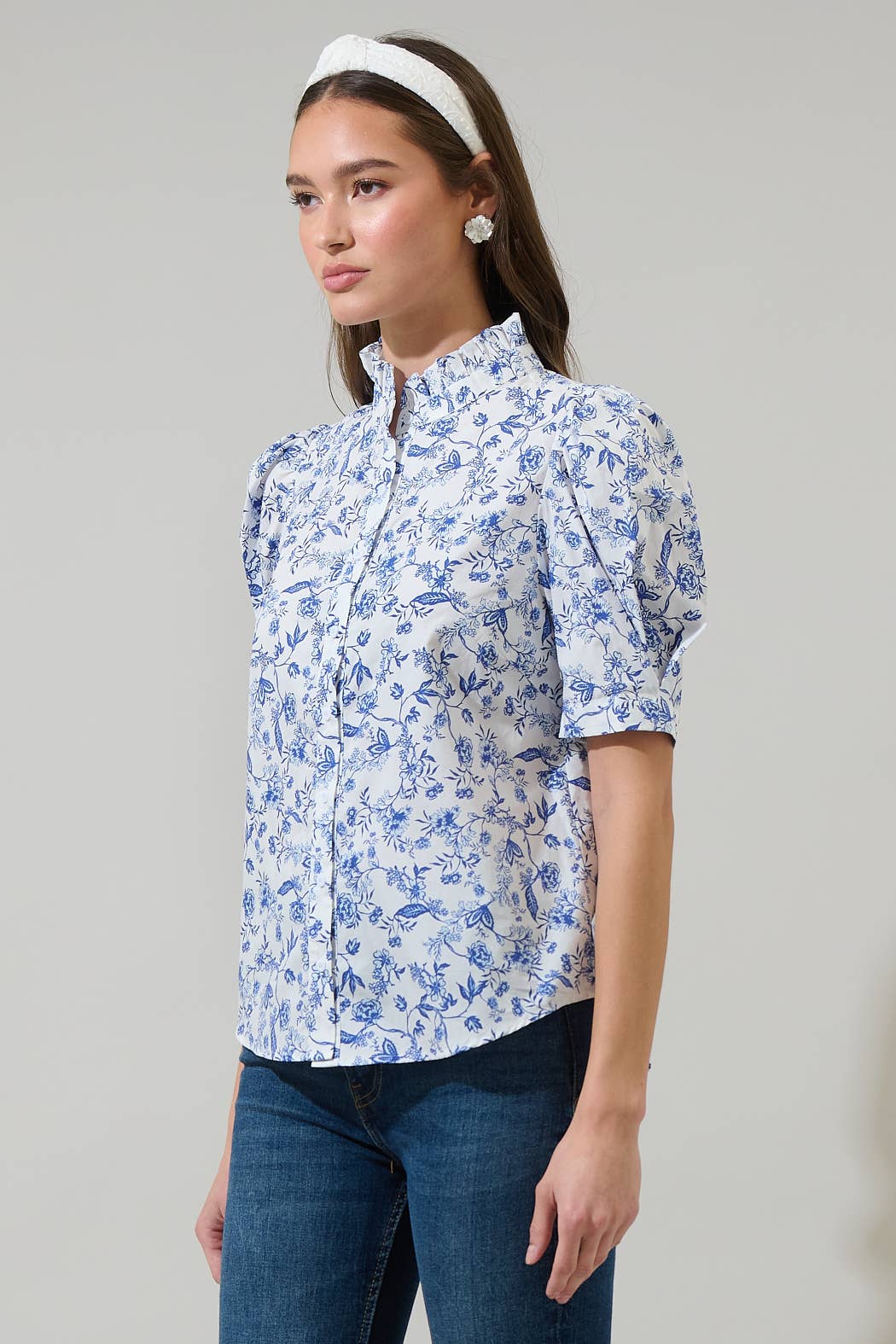 Charlotte Blue Toile Blouse
