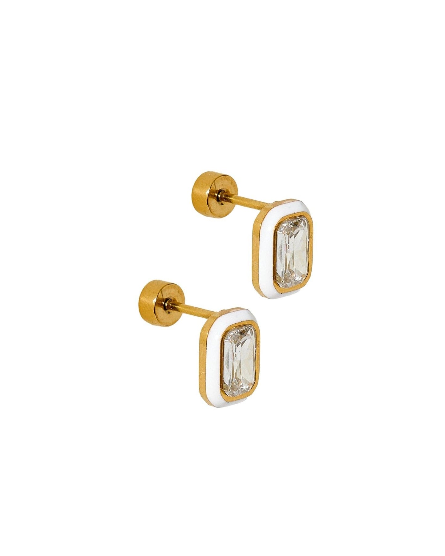 Screwback Stud Earrings - Whitney White Marshmallow