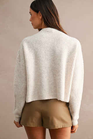 Hartley Button Shoulder Cropped Knit Sweater
