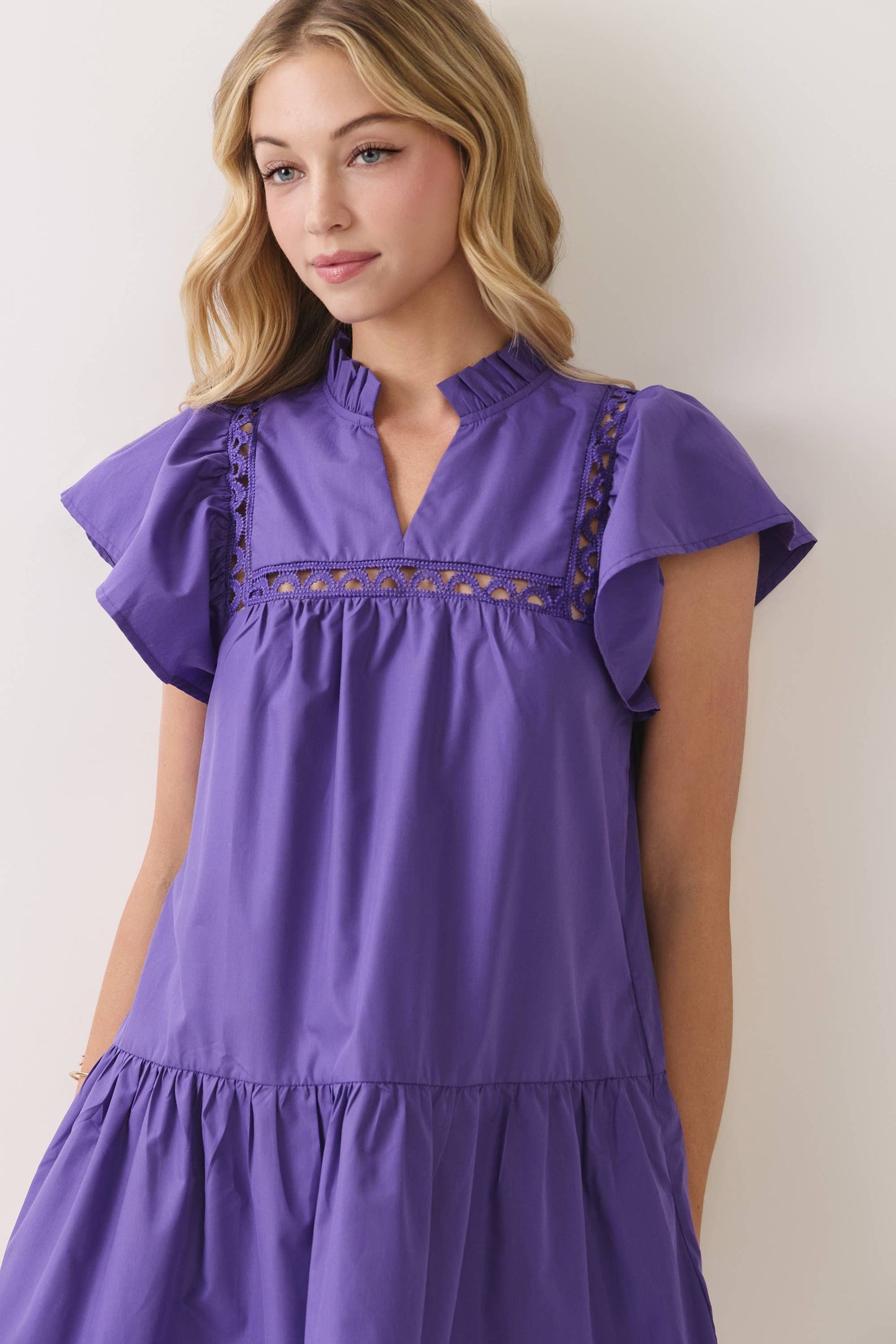 Amelia Lace Trim Mini Dress