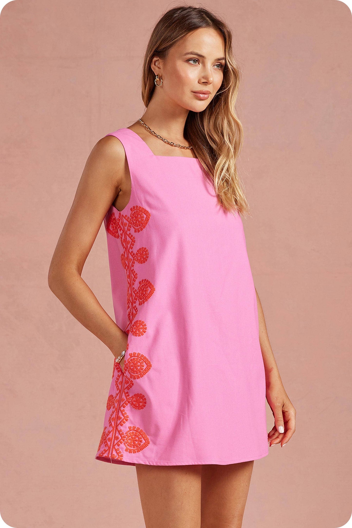 Paloma Medallion Embroidered Shift Dress