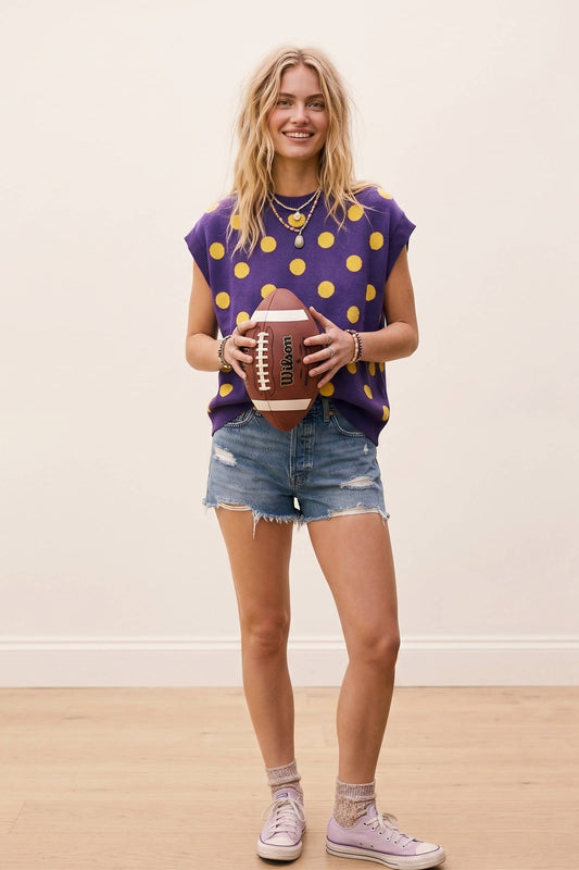 Gameday Polka Dot Sleeveless Knit Top