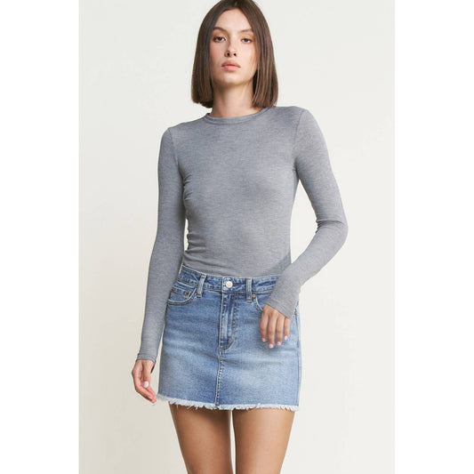 DENIM MINI SKIRT WITH RAW HEM