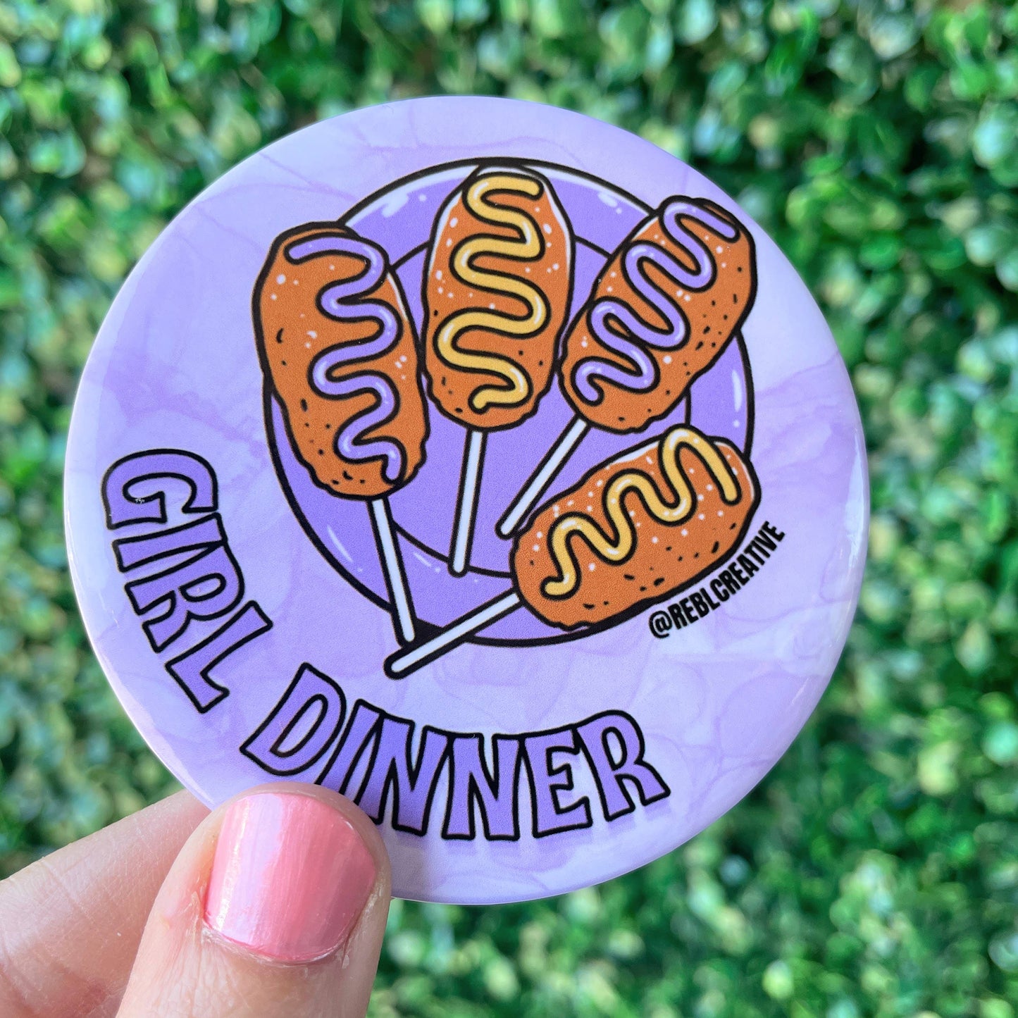 Girl Dinner - Purple & Yellow - Game Day Button