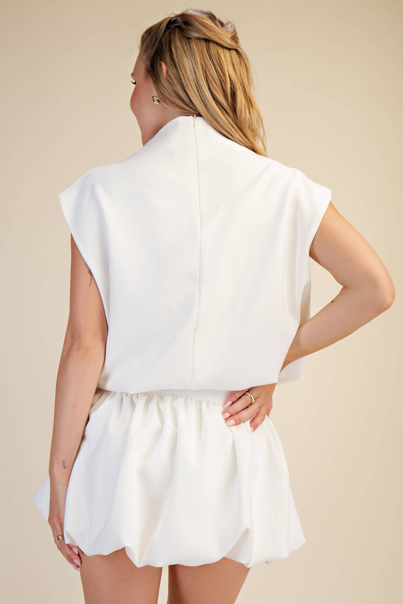 Mock Neck Balloon Top