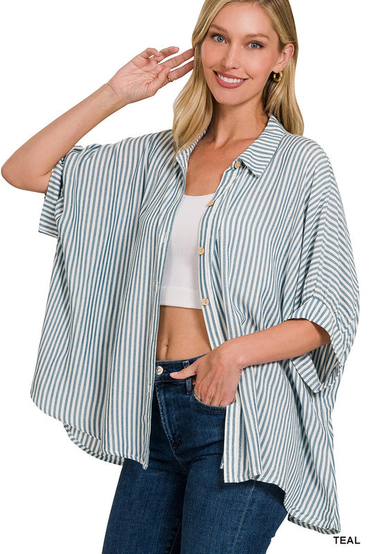 The Eleanor Oversized Stripe Button-Up