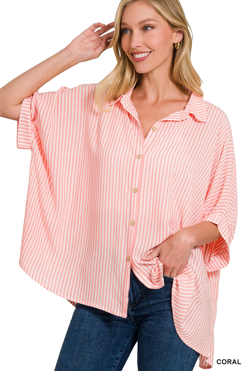 The Eleanor Oversized Stripe Button-Up