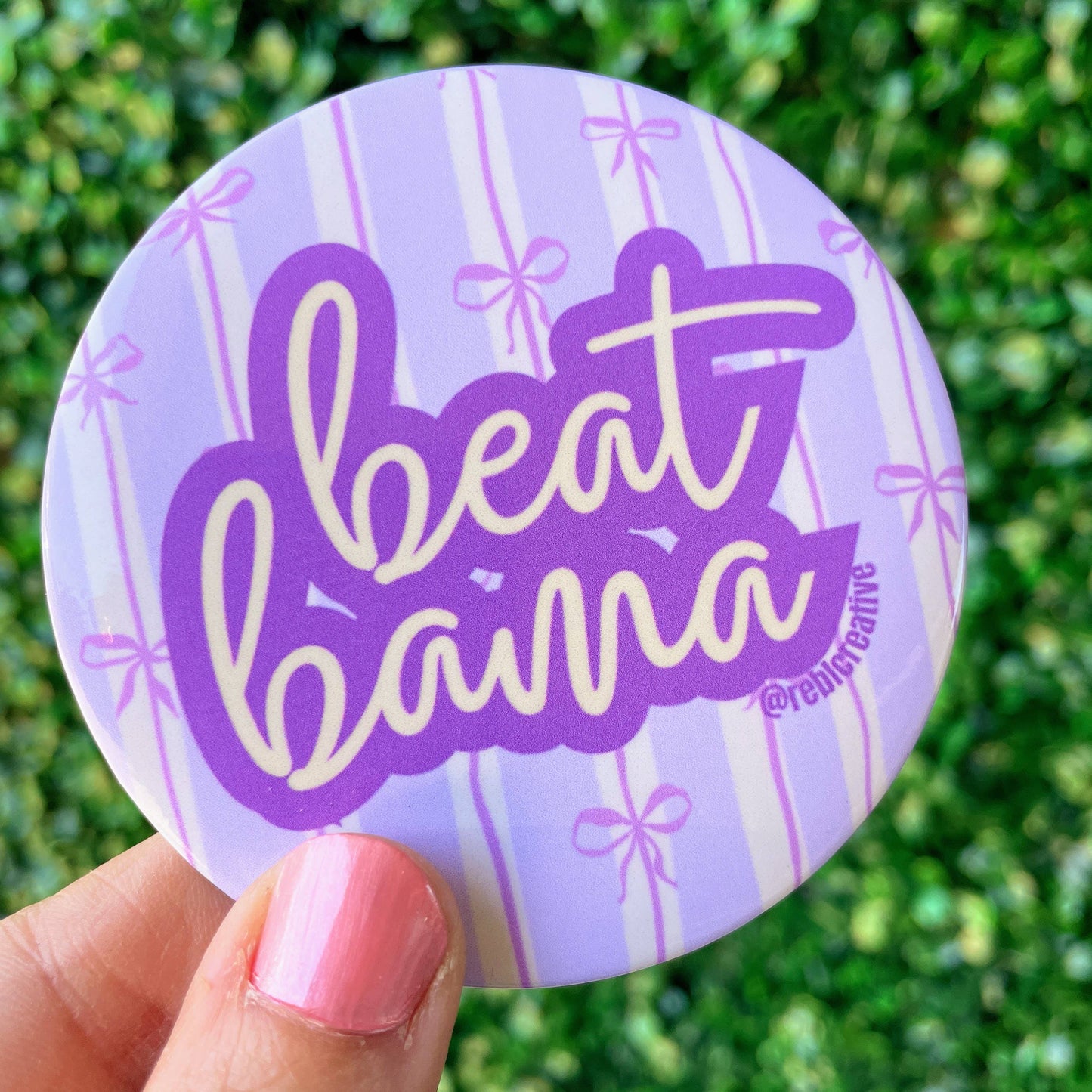 Beat Bama - Purple & Yellow - Bows - Game Day Button