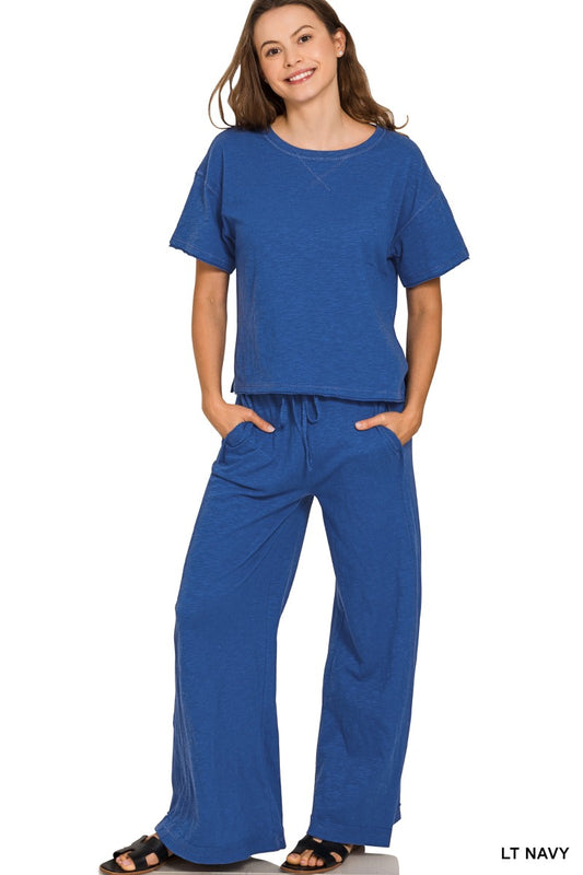 Lily Cotton Slub Tee & Pants Set