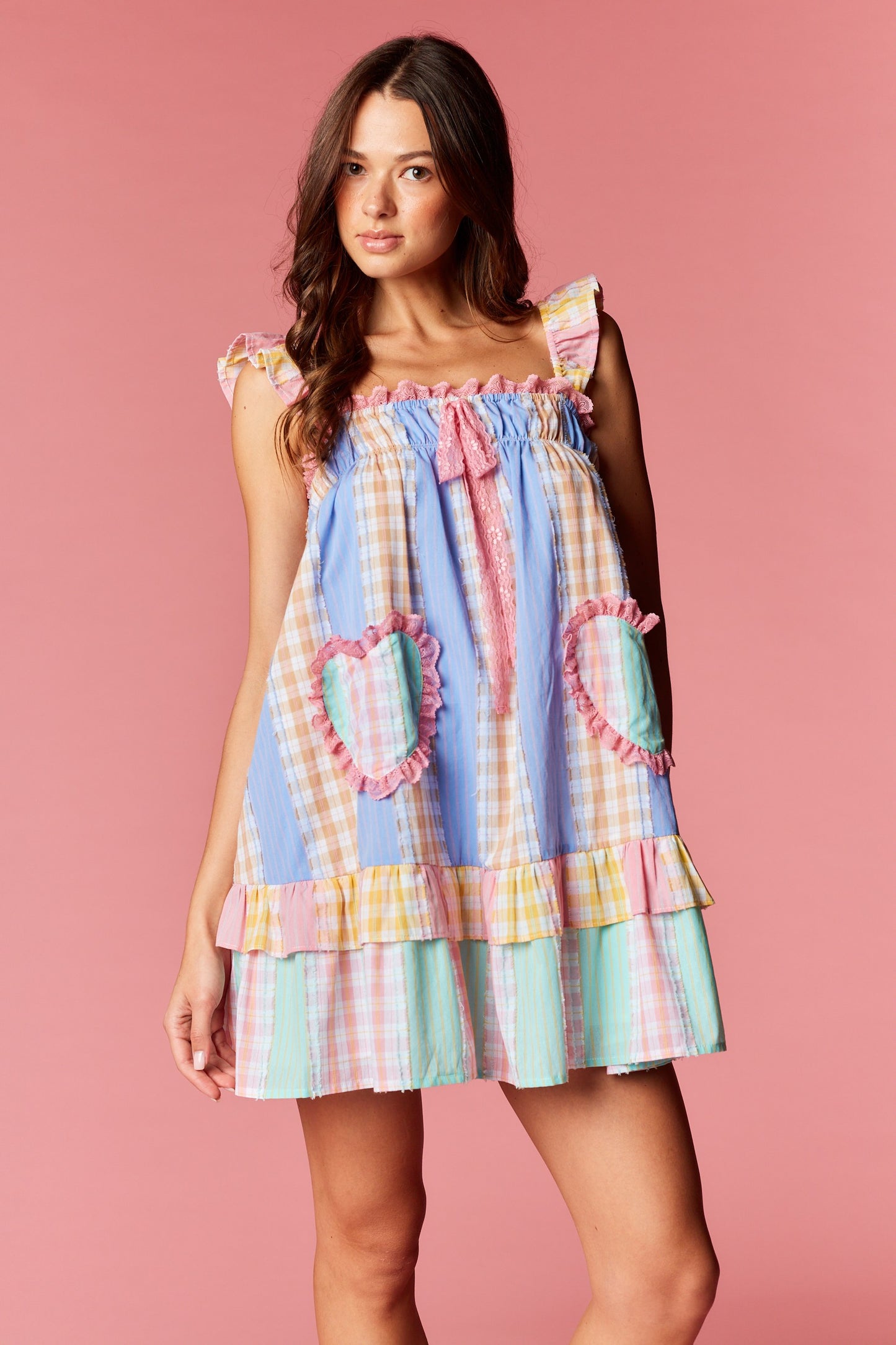 The Lottie Patchwork Mini Dress