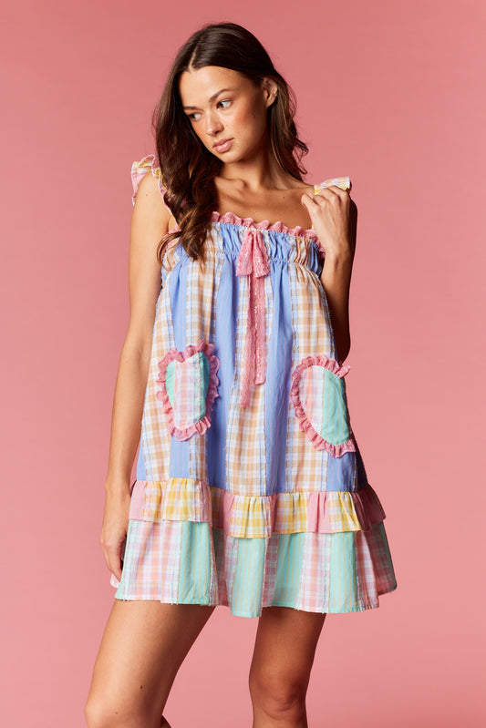 The Lottie Patchwork Mini Dress