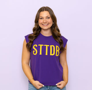 Wholesale | STTDB | Women's Polka Dot Appliqué Embroidery Boxy Tank (Purple)
