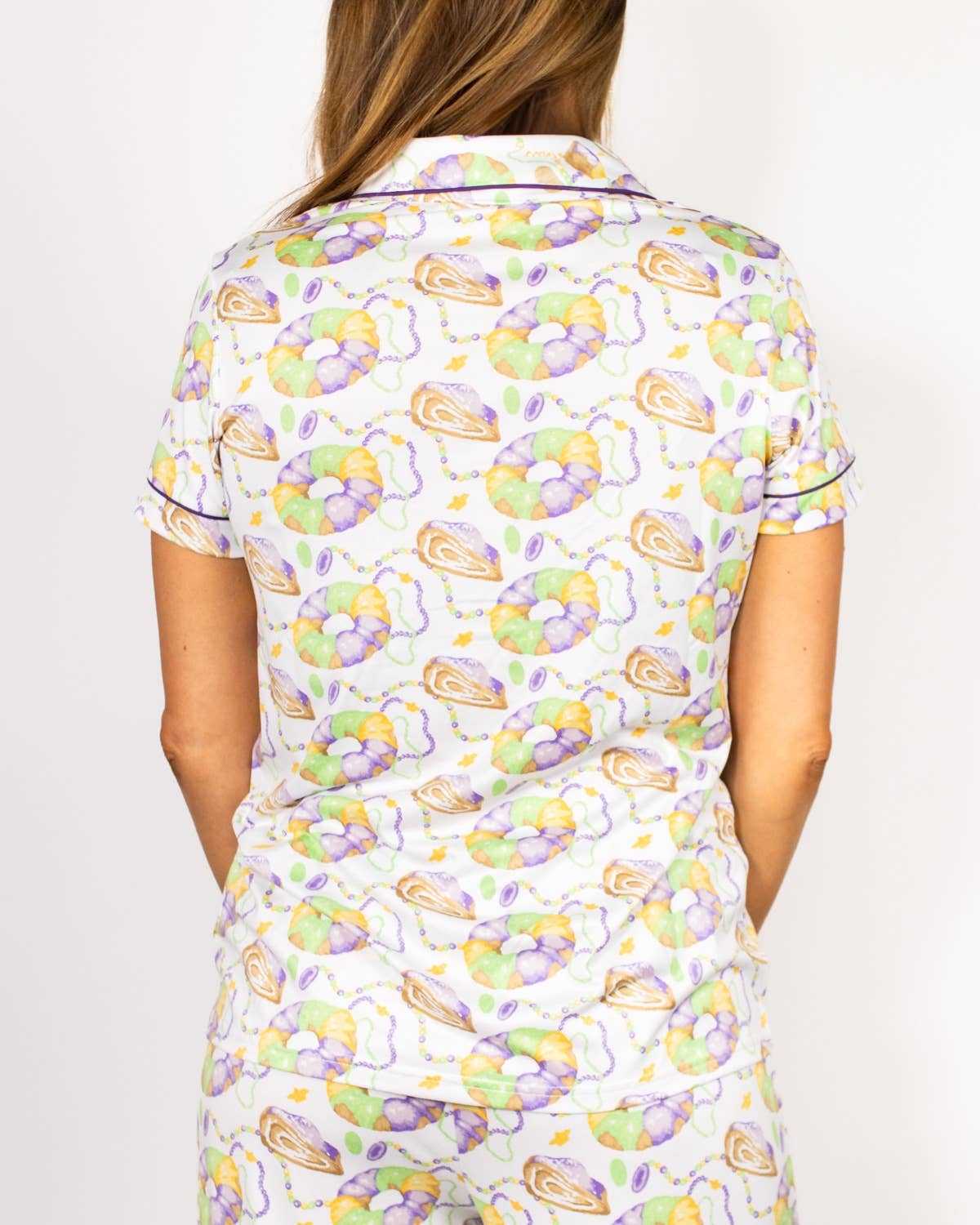 King Cake Love Button-Up Sleep Shirt