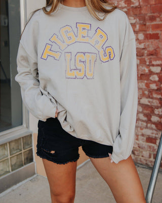 LSU Tigers Mega Arch Sand Thrifted Graphic Sweatshirt