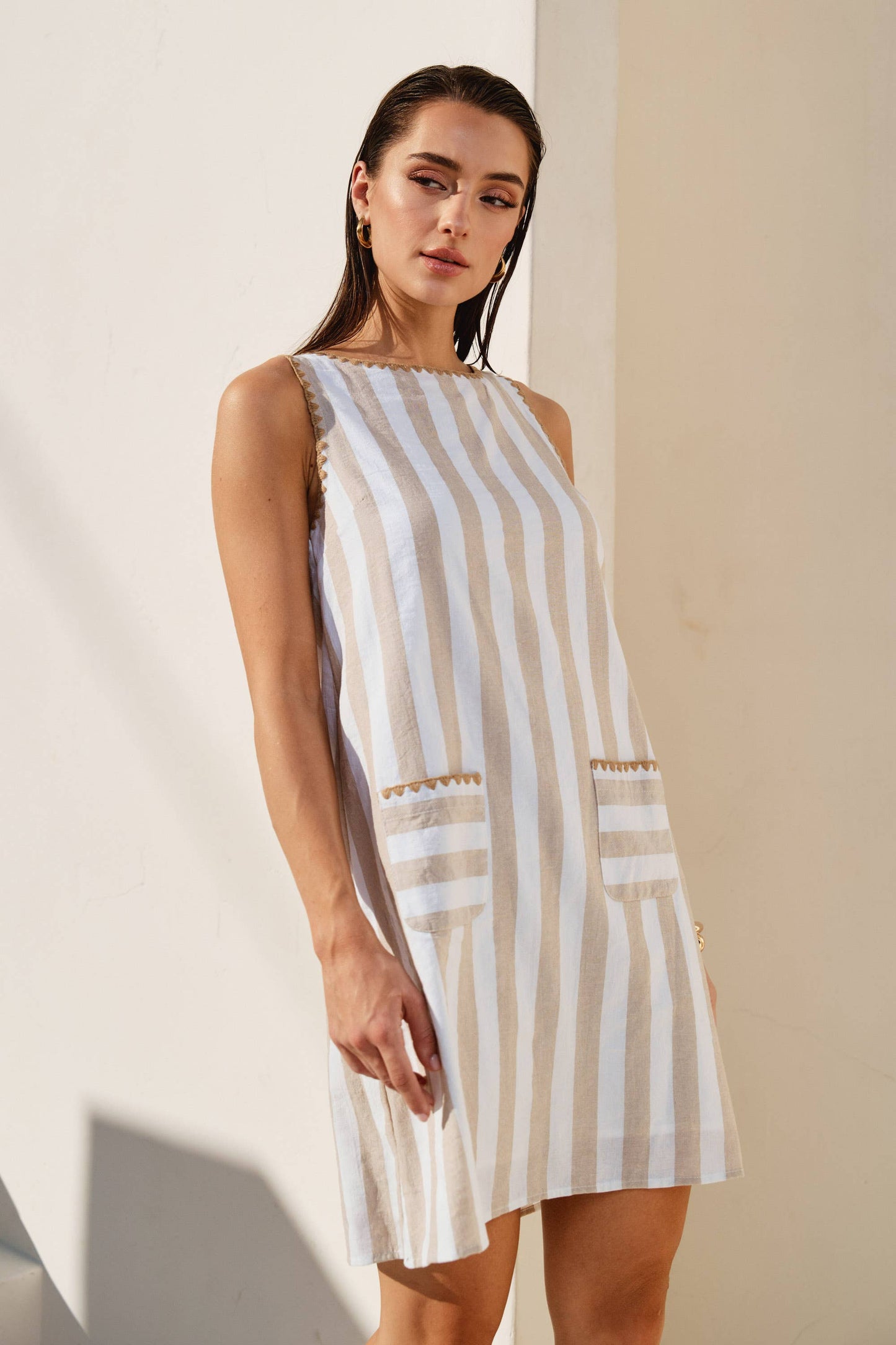 Lennon Whipstitch Stripe Mini Dress