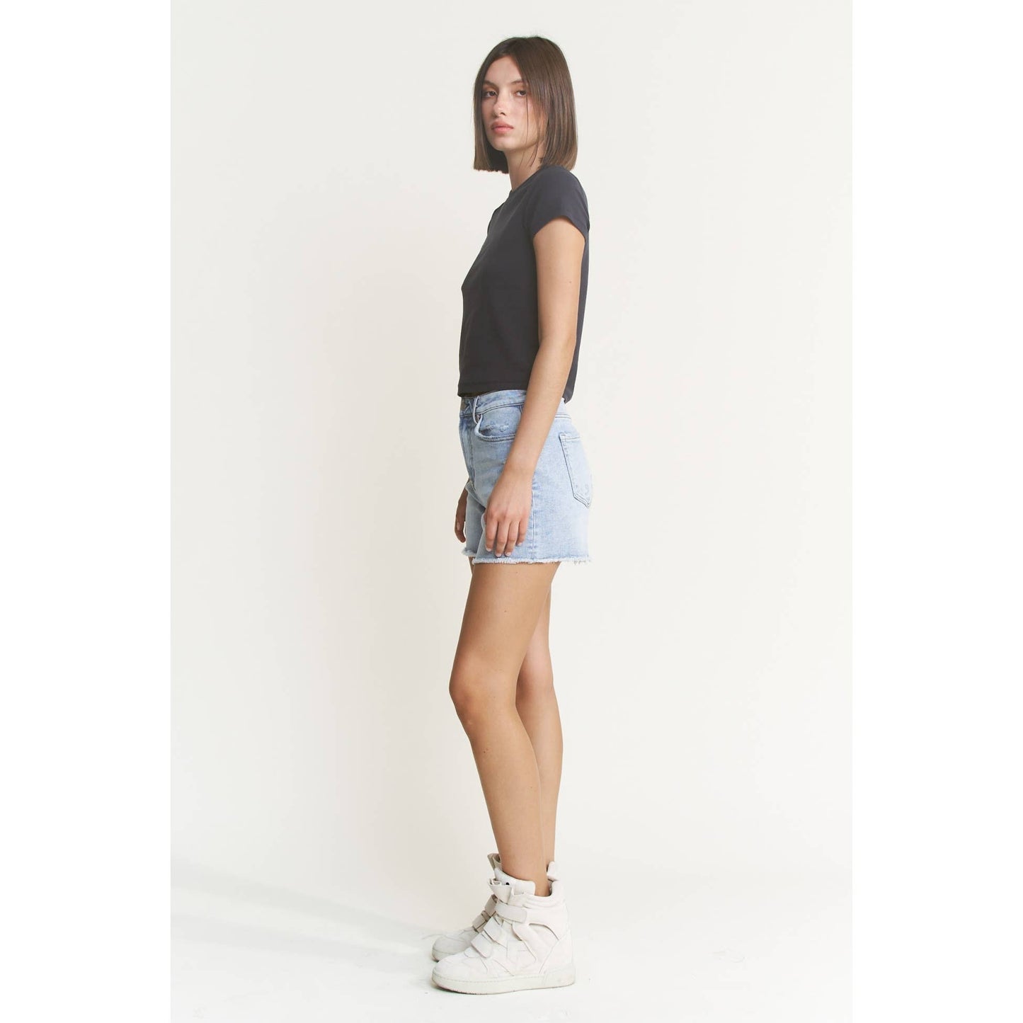 Avery Super High Rise Raw Hem Shorts