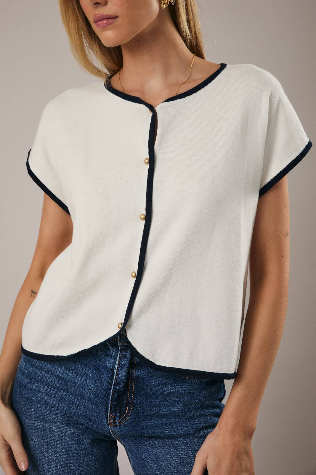 Lila Button Shoulder Knit Top