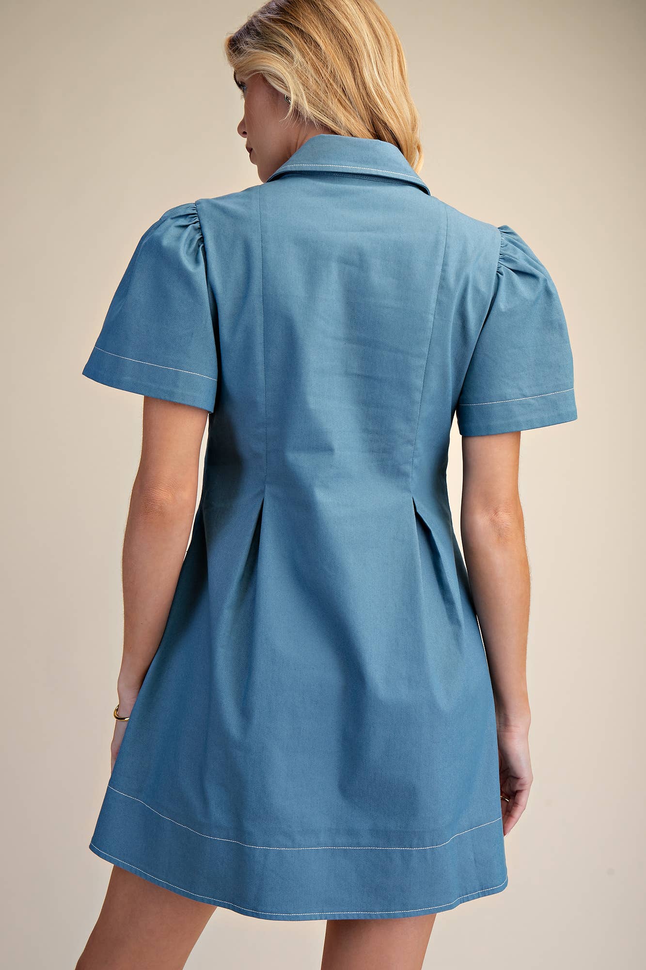 The Pleated Charm Collar Mini Dress