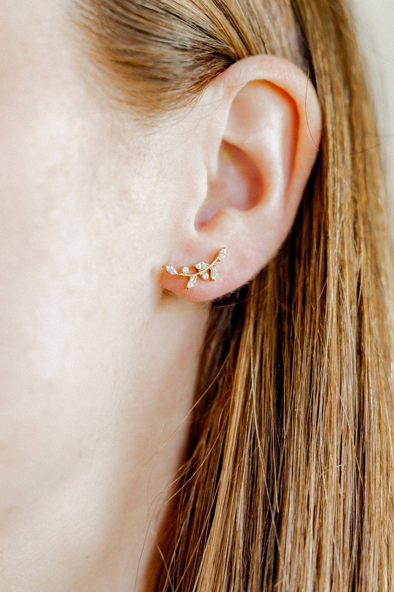 Screwback Stud Earrings - Chloe Climber Gold