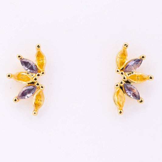 Jones Stud Earrings | Purple + Gold