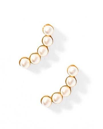 Screwback Stud Earrings - Abigail Pearl Gold