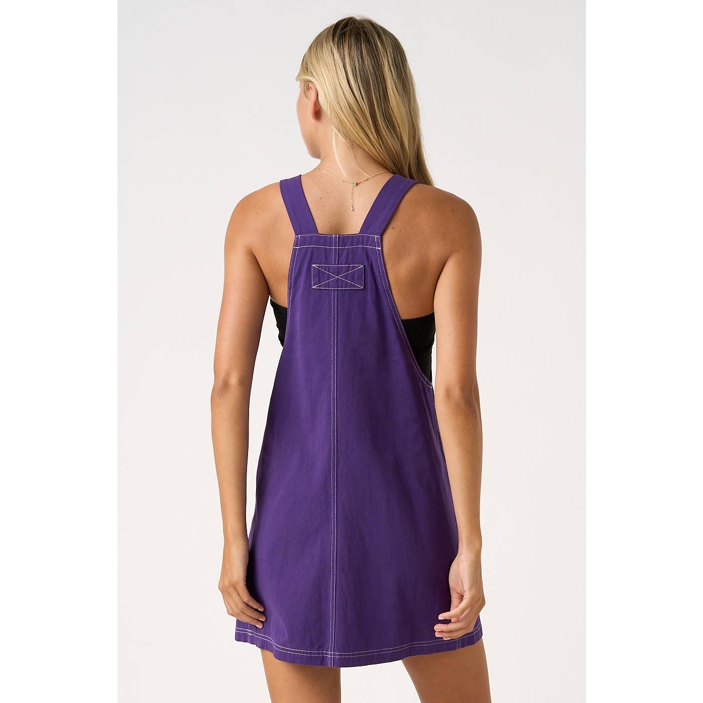 GAME DAY CONTRAST STITCH BIB OVERALL MINI DRESS