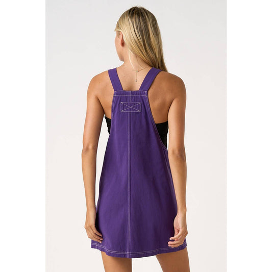 GAME DAY CONTRAST STITCH BIB OVERALL MINI DRESS