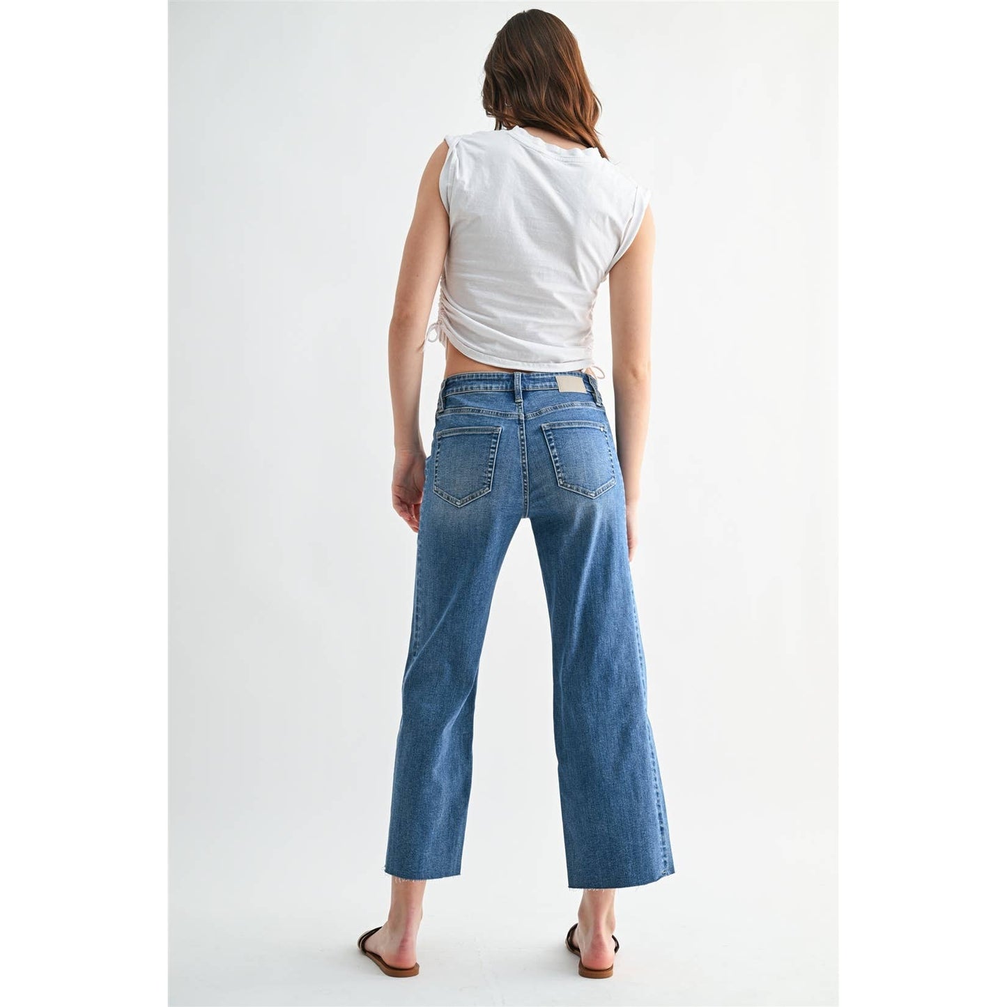 The Sloane Mid Rise Straight Tummy Tuck Crop Jeans