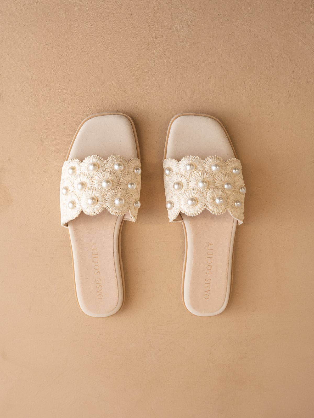 The Cathleen | Ivory Pearl Raffia Slide Sandal