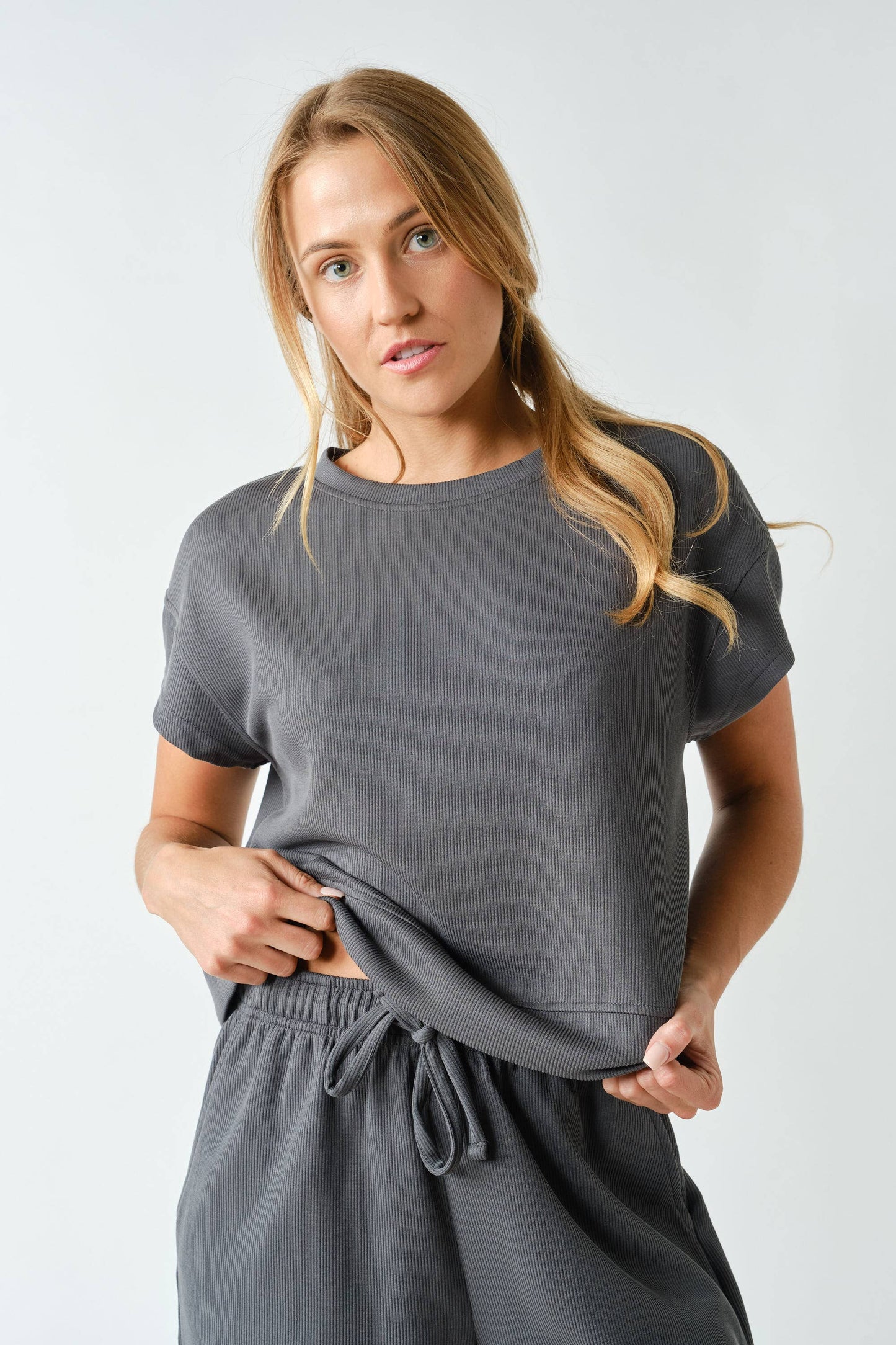 Luxe Sand Wash Rib Classic Tee Set