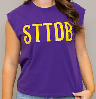 Wholesale | STTDB | Women's Polka Dot Appliqué Embroidery Boxy Tank (Purple)