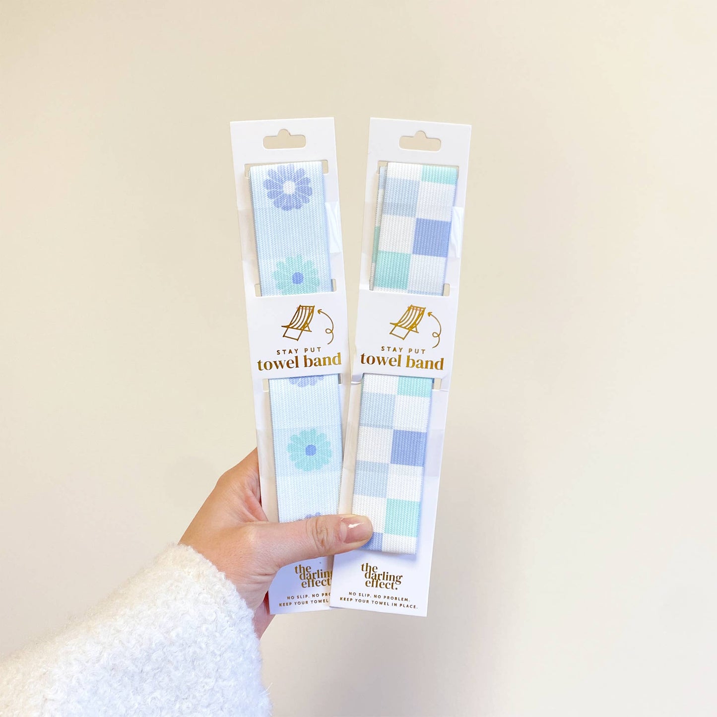 Stay-Put Towel Band-Check Blue