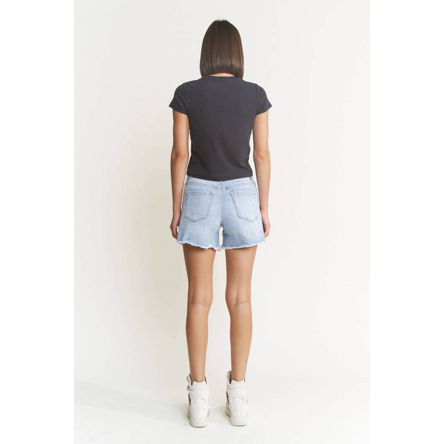 Avery Super High Rise Raw Hem Shorts