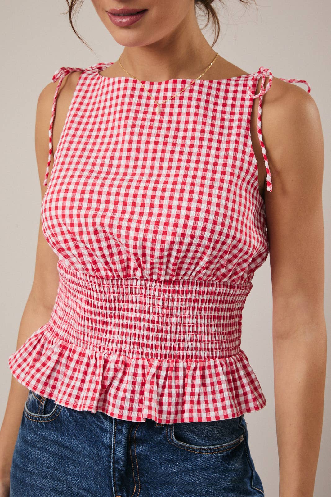 Maeve Smocked Gingham Top