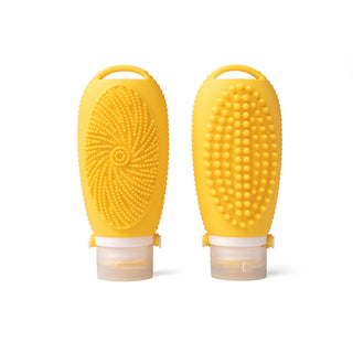 Yellow travel exfoliate bottle