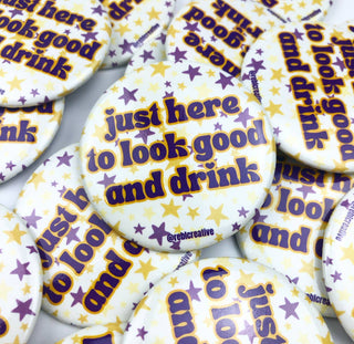 Look Good & Drink - Purple Stars - Game Day Button
