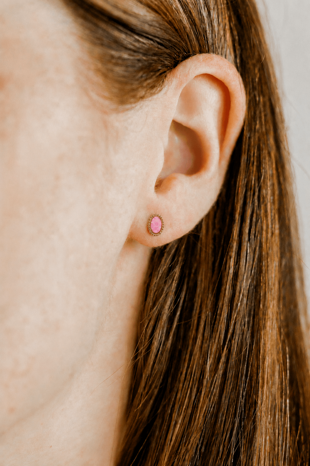 Screwback Stud Earrings - Luna Opal Hot Pink