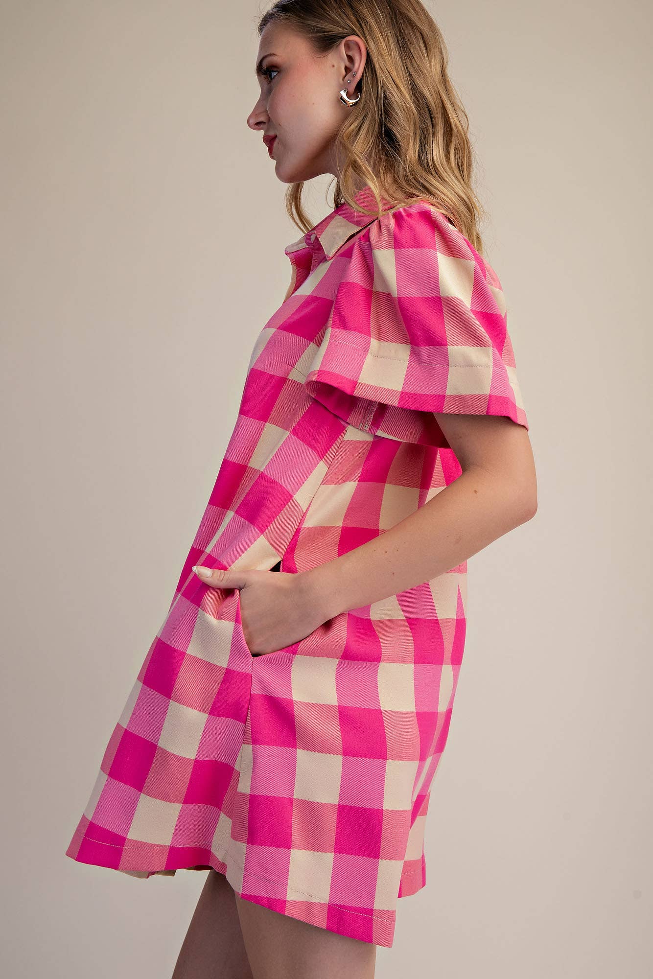 Poppy Gingham Button Down Mini Dress