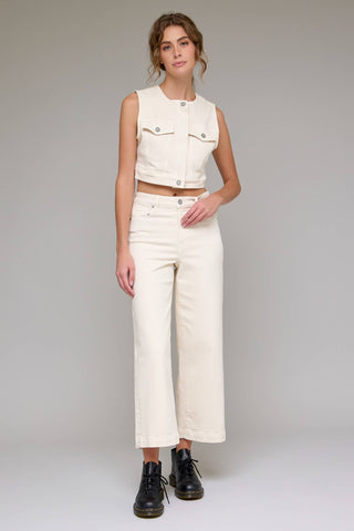 Ecru Clean Stretch Cropped Wide leg