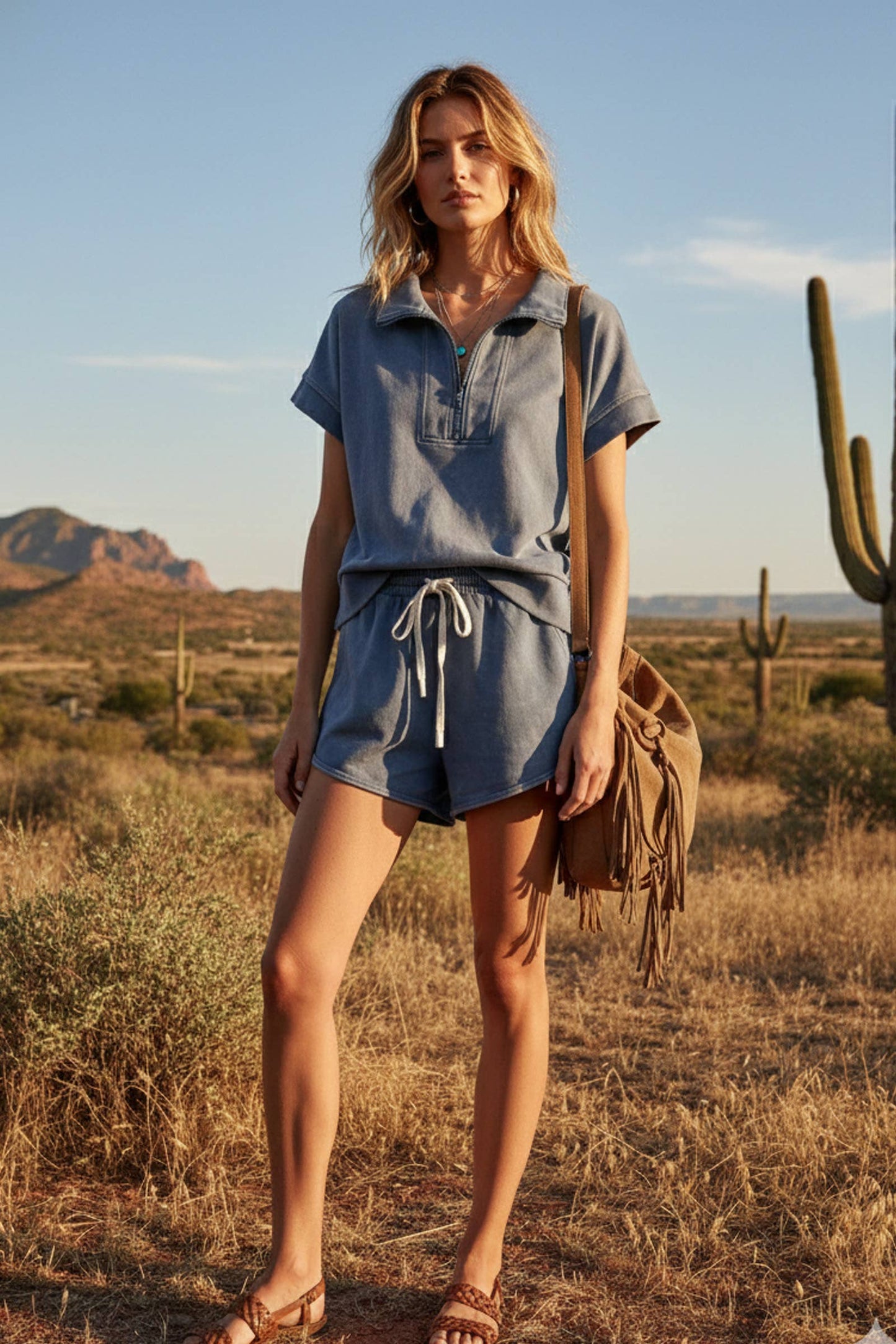 Preston Scuba Half-Zip Top and Shorts Set