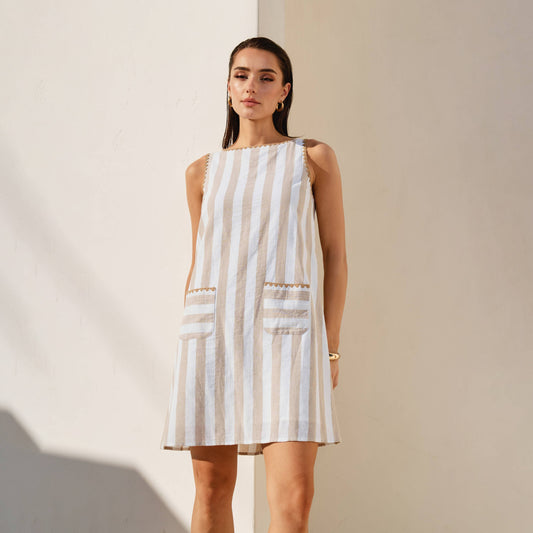 Lennon Whipstitch Stripe Mini Dress