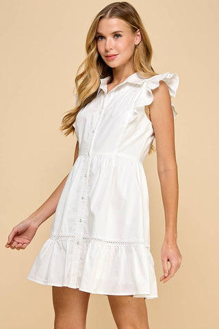 Ella Ruffle Sleeve Shirt Dress