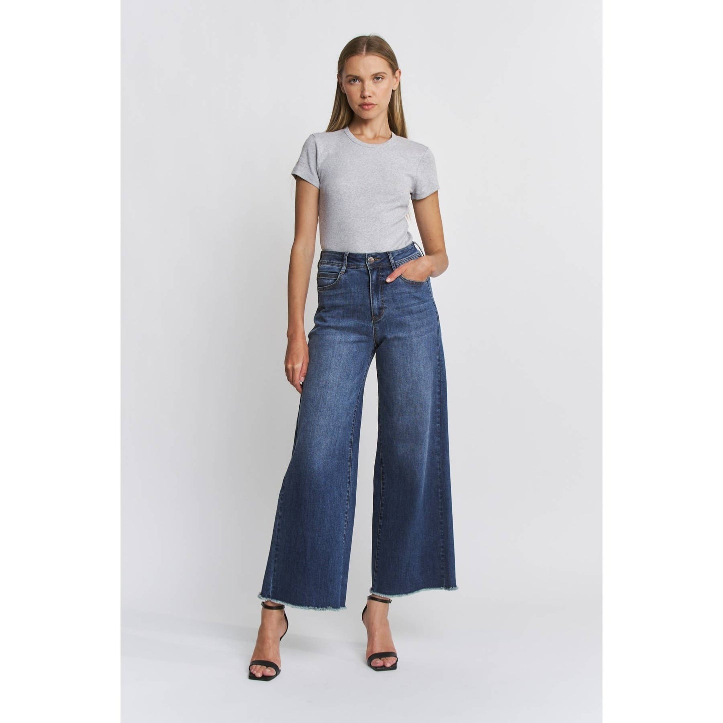 Sandi SUPER HIGH WIDE LEG ANKLE RAW HEM