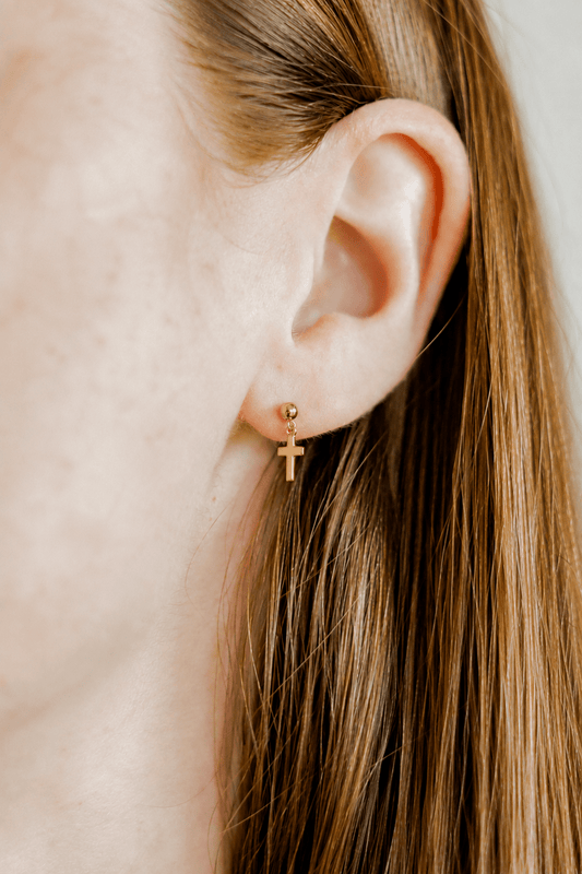 Screwback Stud Earrings - Millie Cross Gold