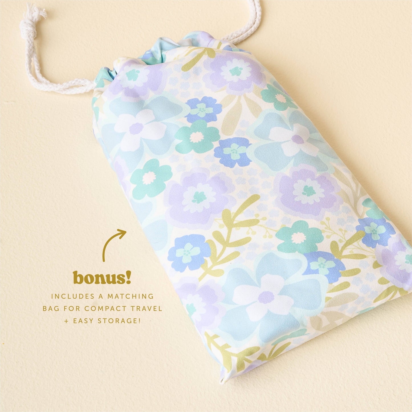 XL Quick-Dry Beach Towel-Beyond Blooms Blue Green