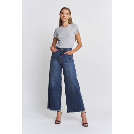 Sandi SUPER HIGH WIDE LEG ANKLE RAW HEM